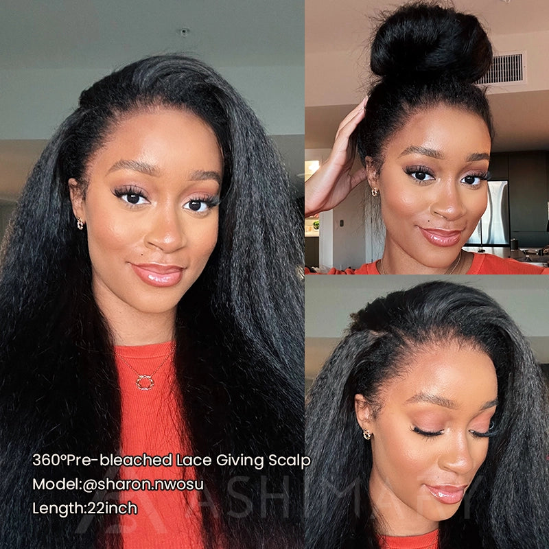 Upgrade Invisible Adjustable Strap 360 Lace Frontal Pre-bleached HD Lace Wig